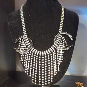 Silver Bib Necklace with Waterfall Design